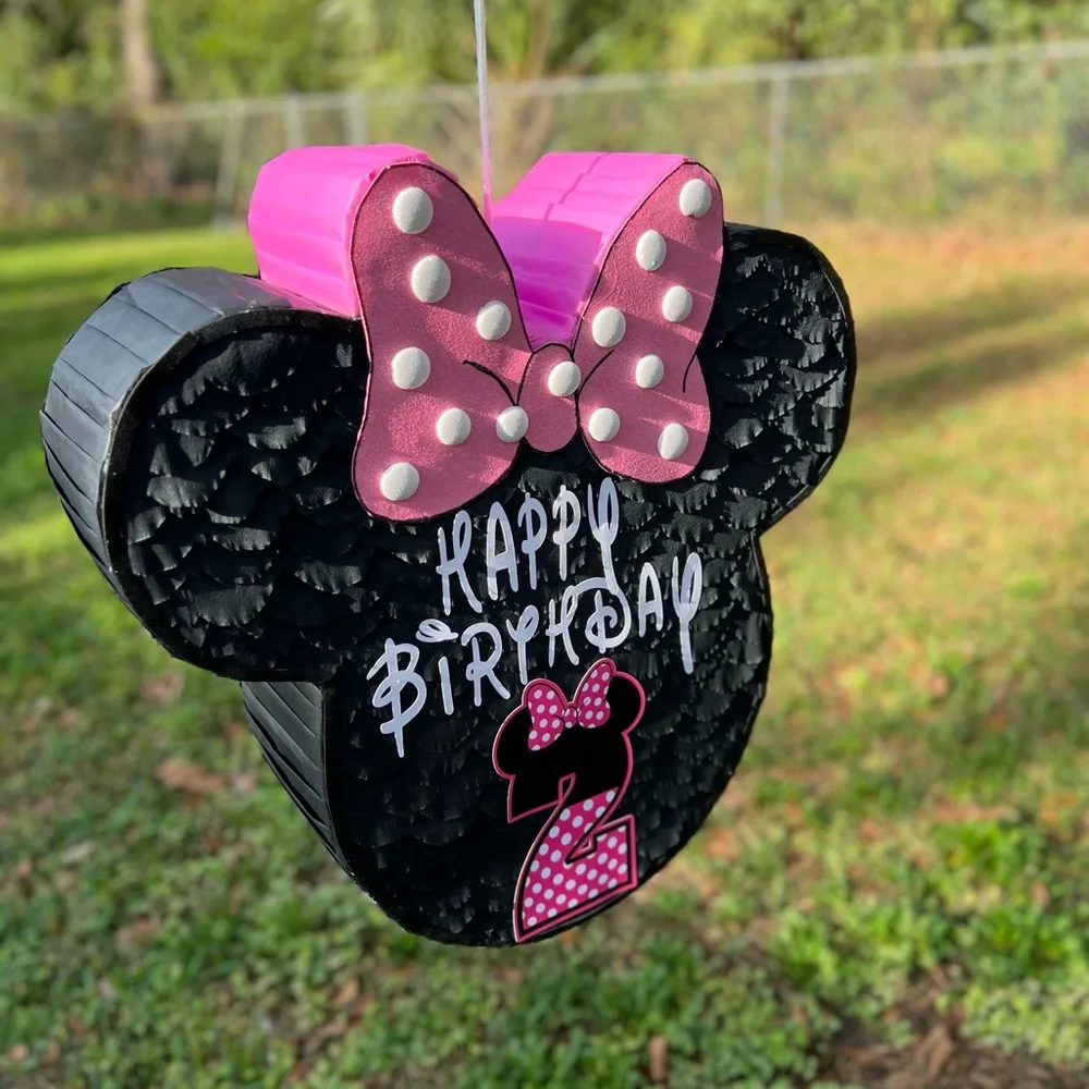 Kids Black & Pink Minnie-Inspired Birthday Piñata - Picture 1 of 6